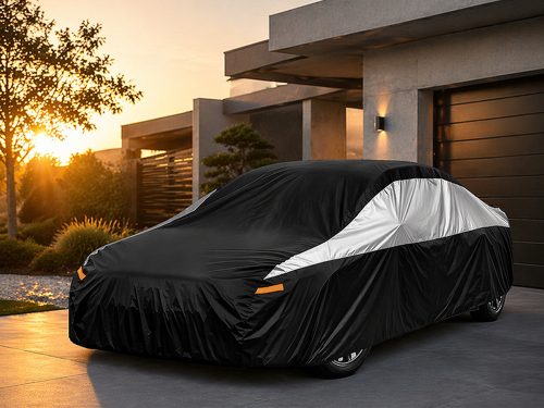 Celoročná vodoodolná autoplachta XXL, čierno-sivá