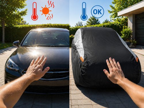 Celoročná vodoodolná autoplachta XXL, čierno-sivá