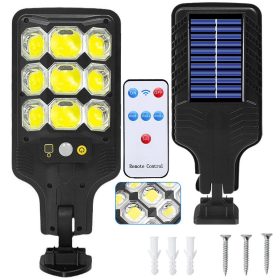   COB LED solárne vonkajšie pouličné svietidlo so snímačom pohybu a súmrakovým senzorom, s diaľkovým ovládaním