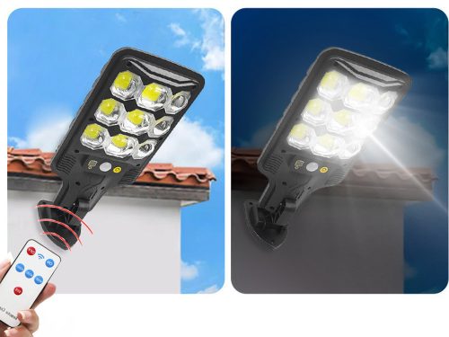 COB LED solárne vonkajšie pouličné svietidlo so snímačom pohybu a súmrakovým senzorom, s diaľkovým ovládaním