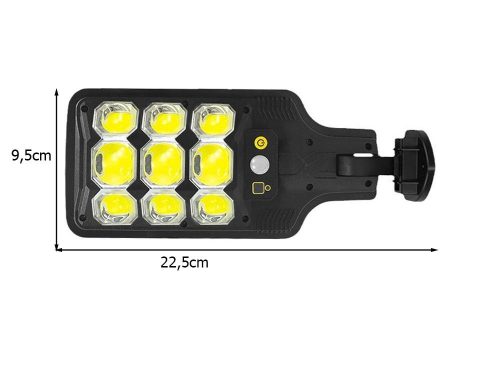 COB LED solárne vonkajšie pouličné svietidlo so snímačom pohybu a súmrakovým senzorom, s diaľkovým ovládaním