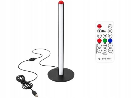50 cm RGB LED lampa z kovovej zliatiny s diaľkovým ovládaním, čierna, USB, 7 farieb