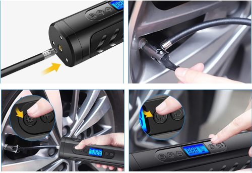 Akumulátorová pumpa na bicykle a autá, LCD displej, s osvetlením