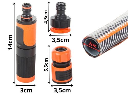 1/2" 15 m 4-vrstvová vystužená gumová záhradná hadica + prípojky na zavlažovaciu pištoľ