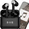 Bezdrôtové čierne Bluetooth slúchadlá s nabíjacím puzdrom