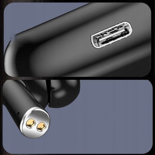 Bezdrôtové čierne Bluetooth slúchadlá s nabíjacím puzdrom