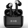 Bezdrôtové čierne Bluetooth slúchadlá s nabíjacím puzdrom