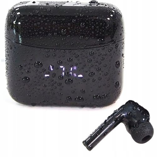 Bezdrôtové čierne Bluetooth slúchadlá s nabíjacím puzdrom