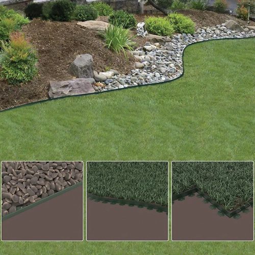 Sada záhradných obrubníkov, trávnikový lem 5 cm x 10 m s 30 ks kotviacich kolíkov