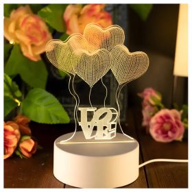 Detská 3D ilúzna nočná lampa s motívom sŕdc, USB
