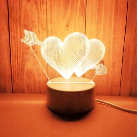 Detská 3D ilúzna nočná lampa s motívom sŕdc, USB