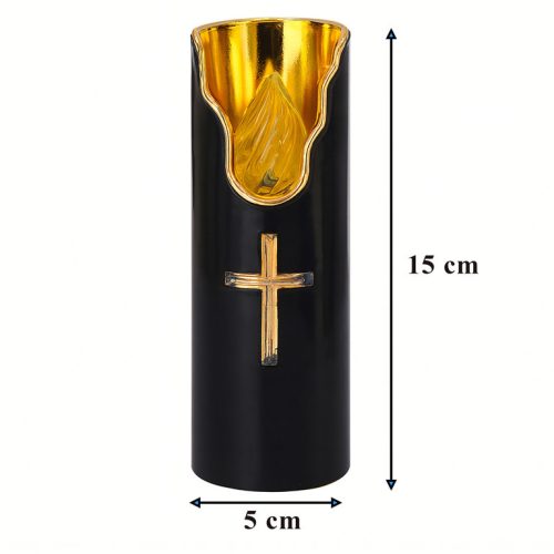 Čierna LED sviečka s efektom plameňa, na batérie, 15 cm