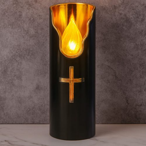 Čierna LED sviečka s efektom plameňa, na batérie, 15 cm