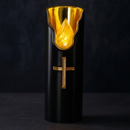 Čierna LED sviečka s efektom plameňa, na batérie, 15 cm