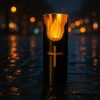 Čierna LED sviečka s efektom plameňa, na batérie, 15 cm