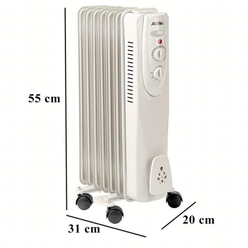 Energeticky úsporný elektrický olejový radiátor s termostatom, 1500 W, 7 rebier