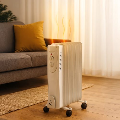 Energeticky úsporný elektrický olejový radiátor s termostatom, 1500 W, 7 rebier