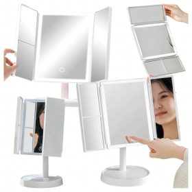   Kozmetické zrkadlo s LED podsvietením Rozkladacie zrkadlo na líčenie x3