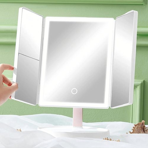 Kozmetické zrkadlo s LED podsvietením Rozkladacie zrkadlo na líčenie x3