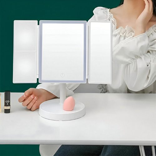 Kozmetické zrkadlo s LED podsvietením Rozkladacie zrkadlo na líčenie x3