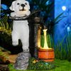 Dekoratívna solárna LED záhradná lampa v tvare psíka