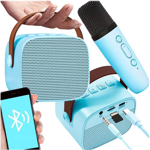 Bezdrôtová karaoke súprava, 2-dielna, Bluetooth 5.0, modrá