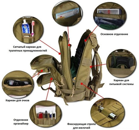 Turistický batoh, taktický batoh, vodotesný, 30 l