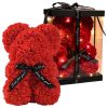MEDVEDÍK S LED RUŽAMI 25 CM ROSE BEAR S RUŽOVÝMI OKVETNÝMI LÍSTKAMI, MAŠLIČKA, DARČEKOVÁ KRABIČKA
