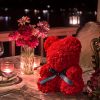 MEDVEDÍK S LED RUŽAMI 25 CM ROSE BEAR S RUŽOVÝMI OKVETNÝMI LÍSTKAMI, MAŠLIČKA, DARČEKOVÁ KRABIČKA