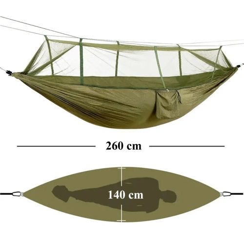 Hojdacia sieť so sieťkou proti hmyzu, 260 × 140 cm, nosnosť 180 kg
