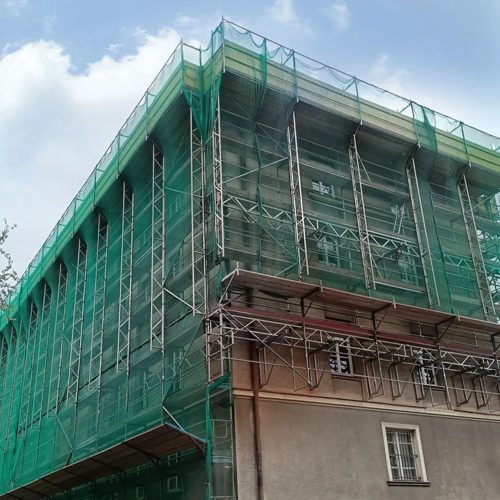 lešenárska ochranná sieť na lešenie zelená 3,07 x 10 m