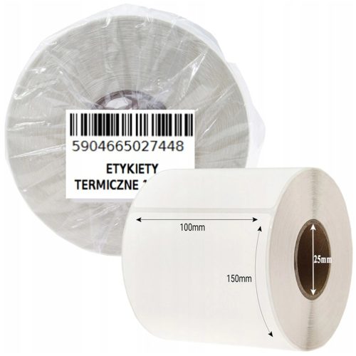 2 kotúče samolepiacich termálnych etikiet 100 × 150 mm, 500 etikiet/kotúč
