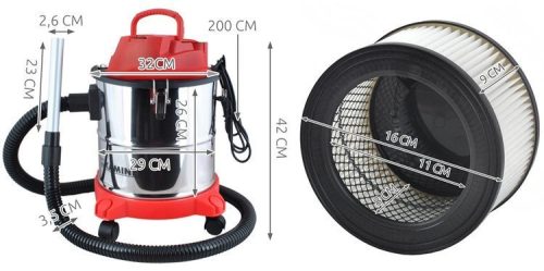 Vysávač Kaminer s filtrom na popol, objem 18 l, výkon 1200 W