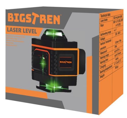 LASEROVÁ VODOVÁHA ZELENÝ KRÍŽOVÝ LASER 4D 360° 16 LINIEK 2X AKUMULÁTOROVÉ DIAĽKOVÉ OVLÁDANIE