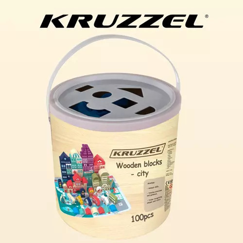 Drevené kocky Mesto Autá 100 kociek + puzzle Hračka Na Triedenie Drevená skladačka