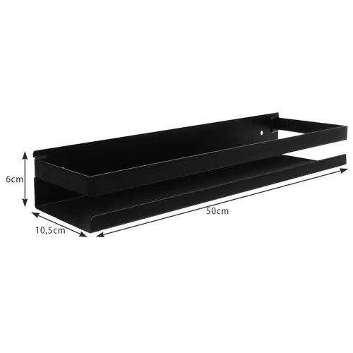 Kúpeľňová Polica 50 cm Závesná čierna pod zrkadlo XL