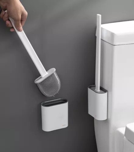 SILIKÓNOVÁ TOALETNÁ KEFA NA WC SLIM DO KÚPEĽNE + UPEVNENIE NA STENU