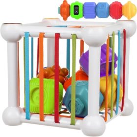   ELASTICKÁ SENZORICKÁ KOCKA HRAČKA NA TRIEDENIE ŠTVORCOVÁ VZDELÁVACIA GUMIČKA Montessori