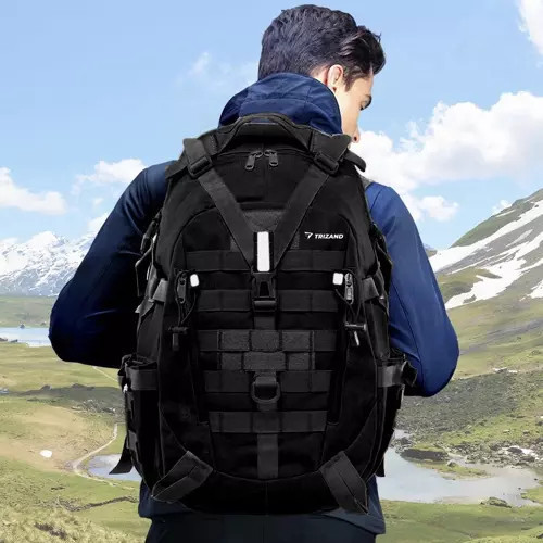Turistický batoh TRIZAND čierny Taktický vojenský priestranný do školy XL