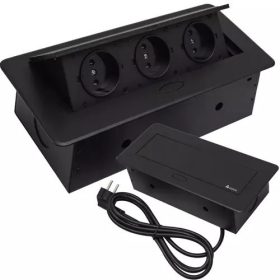 ELEKTRICKÁ ZÁSUVKA TROJITÁ ZAPUSTENÁ DO DOSKY ČIERNA