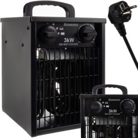   Elektrický ohrievač KAMINER Čierny 3kW 3000W Ventilátor Teplovzdušný ohrievač