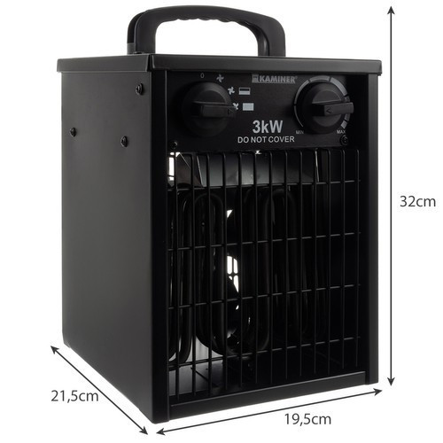 Elektrický ohrievač KAMINER Čierny 3kW 3000W Ventilátor Teplovzdušný ohrievač