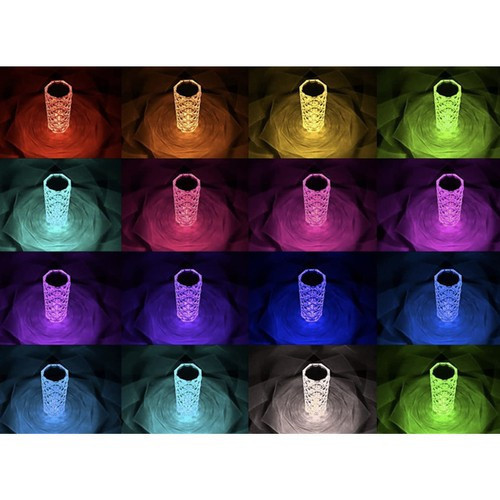 Kryštálová lampa Ruža LED Diamantová nočná lampa dotyková + Diaľkový Ovládač RGB USB
