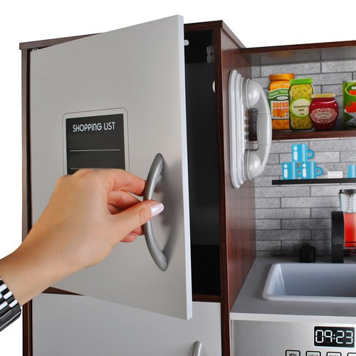 Drevená kuchynka pre deti Veľká kuchynka LED svetlo + hrnce Príslušenstvo