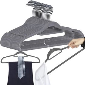   Vešiaky na oblečenie Velúrový vešiak 20 ks Šedé Oblečenie x20