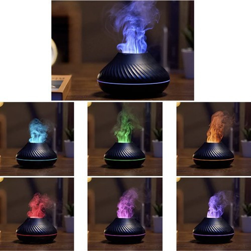 Zvlhčovač vzduchu difuzér lampička 3v1 130 ml RGB efekt ohňa aromaterapia
