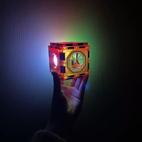 Magnetické stavebné kocky Edukačná súprava Puzzle 75 svietiace