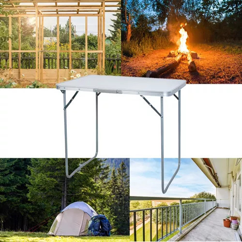 Skladací turistický stolík Trizand z hliníka, výška 70 cm