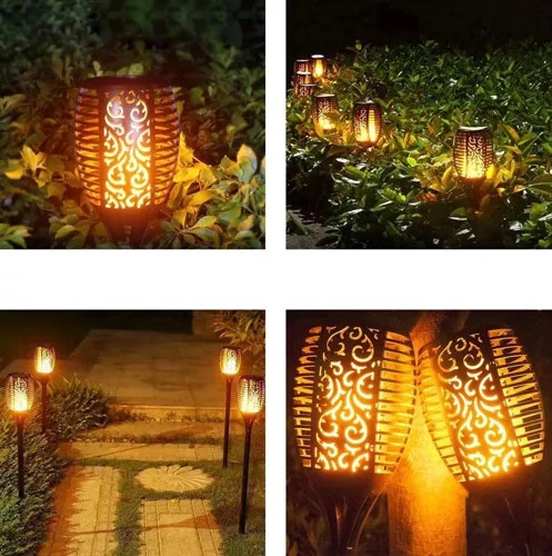 Solárna lampa Pochodňa LED Efekt Plameň Oheň Plameň Záhrada 4ks