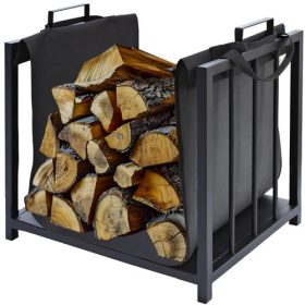   2v1 Kovový stojan LOFT na drevo a krbové palivo do krbu + taška